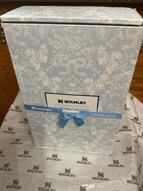 Stanley Loveshack Fancy Light Blue Floral Gift Box with Blue Ribbon